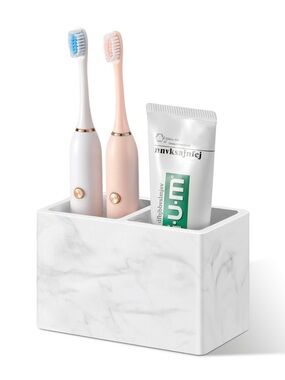 BINO Marble Multi-Purpose 2 Compartment Organizer - Elegant Makeup Brush & Tooth